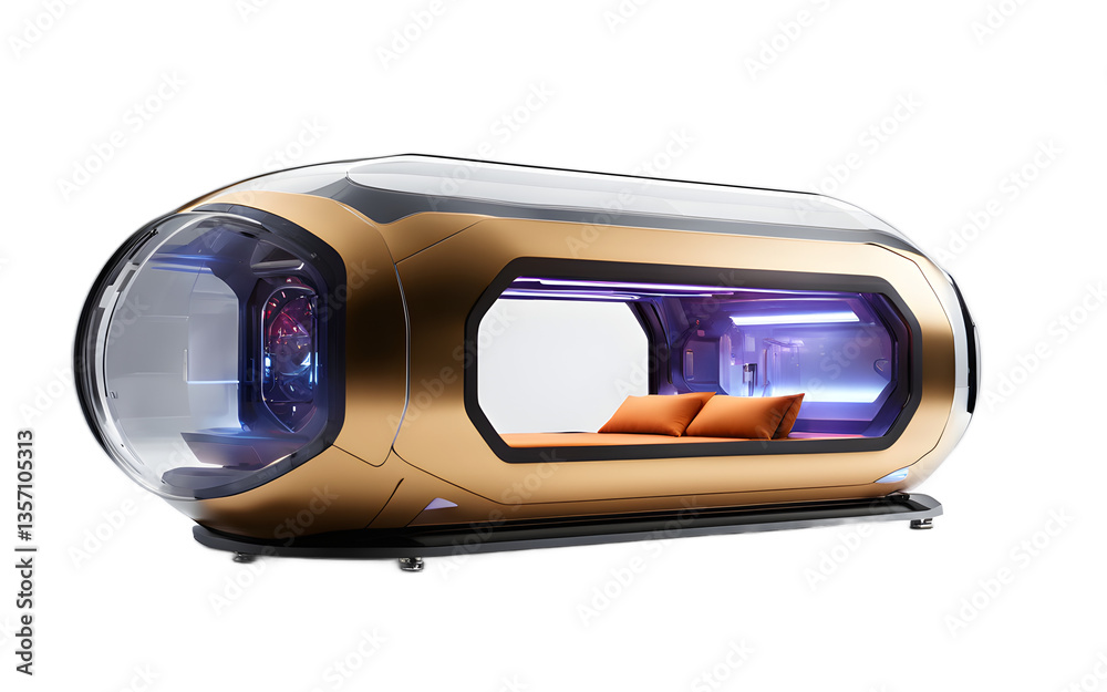 Aufkleber Nano-tech healing pod with transparent casing, isolated on a empty plain background