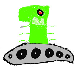 Bright and creative children's drawing. Doodle Military tank, cartoon style. For use in children's books, educational materials, projects aimed at developing creativity.