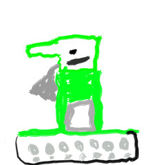 Bright and creative children's drawing. Doodle Military tank, cartoon style. For use in children's books, educational materials, projects aimed at developing creativity.