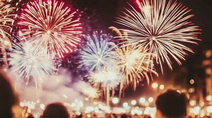 Fireworks show over city