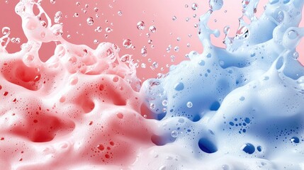 Delicate pastel foam textures in soft pink and blue, forming a dreamy and elegant background.