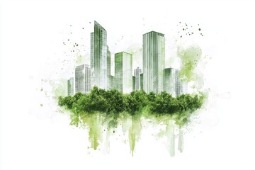 Fototapeta premium Green Building Sketch Promoting Sustainable Urbanism, Clean Public Infrastructure, and Walkability, Stock’ becomes ‘Stock Illustration of Green Buildings, Promoting Walkability, Sustainable Urbanism