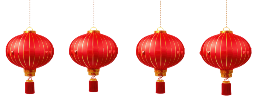 Collection of Traditional Chinese Red Lanterns – Festive & Cultural Symbol on transparent background