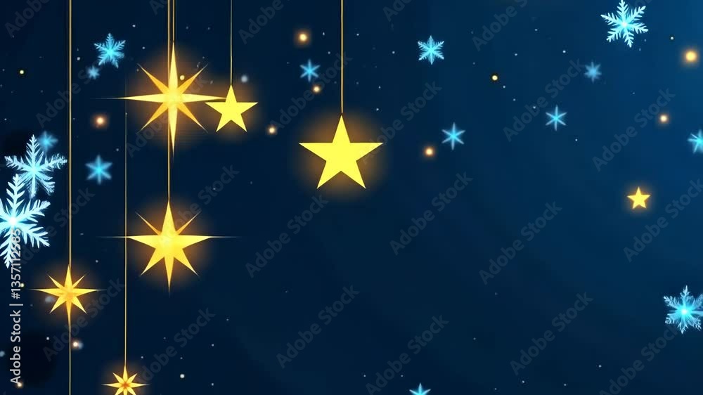 Aufkleber A dark blue background with a row of five stars on the left and a row of five stars on the right. The stars are lit up, creating a festive and magical atmosphere