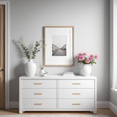 Modern White Chest of Drawers with Decor