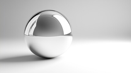 A shiny, isolated metallic sphere on a white background, showcasing smooth curves and reflections.