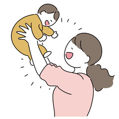 高い高いをするお母さん