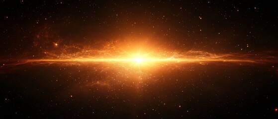 a celestial scene showcasing a bright, powerful light illuminating the dark expanse of the universe. The scene has a dynamic and stunning effect, like a distant star exploding