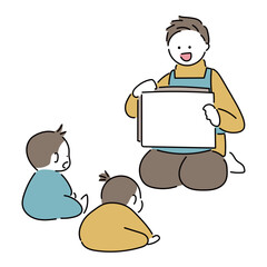 紙芝居の読み聞かせ_赤ちゃんと男性