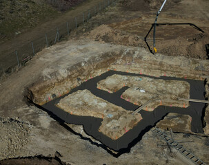 The concrete pump delivers the mixture through a pipe directly to the excavation or to the ceiling...