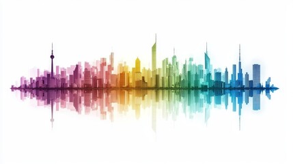 Obraz premium Modern architecture set against a colorful city skyline, forming an abstract urban landscape ideal for website backgrounds