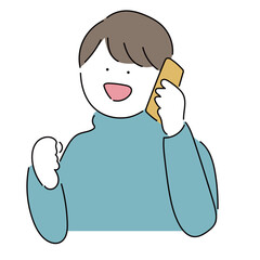 Obraz premium 電話する男性_解決