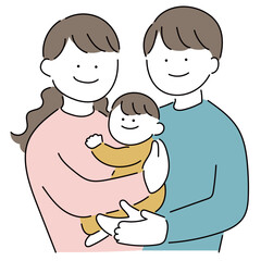 両親と赤ちゃん_お母さん抱っこ