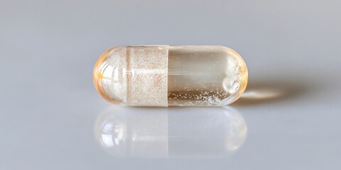 Golden translucent capsule with glowing highlights