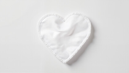 Fototapeta premium White heart shape made from cotton gauze on plain background, care symbolism