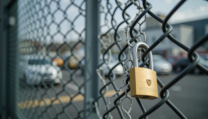 Strong lock on chain-link fence, symbolizing workers&rsquo; rights