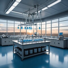 Modern Scientific Laboratory at Sunset