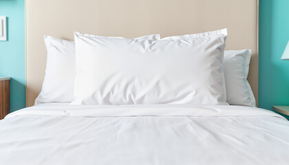 Neat hospital bed with fresh sheets and pillows, patient comfort