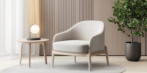Elegant armchair beside a small table with a globe lamp