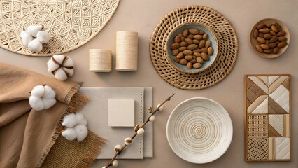 Earthy Tones Interior Design Flatlay Natural Textures & Materials V3