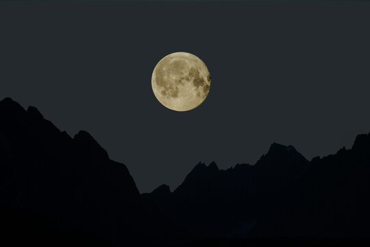 Blood moon or red moon, a natural phenomenon,with cloud on dark Sky