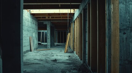 Obraz premium Under Construction: A Glimpse into a Building's Foundation