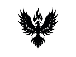 eagle tattoo with fire silhouette illustration vector 