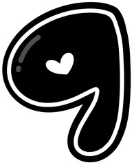 Cute black and white number 9, Hand drawn number for kids, number element design png