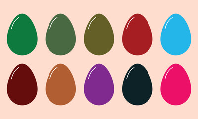 Set contains collection of colorful Easter eggs vector illustrations