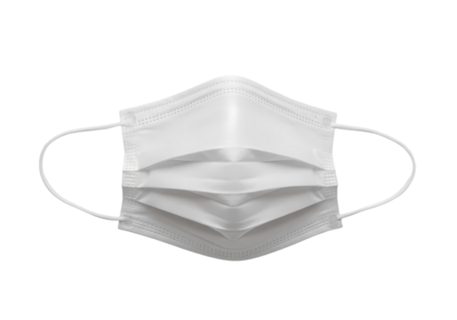 White Disposable Face Mask isolated on transparent background