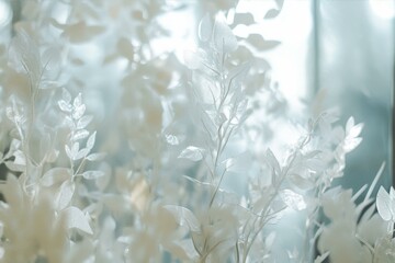 Ethereal White Botanical Display a Tapestry of Floral Elegance for an Indoor Space Ambiance