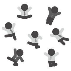 ジャンプする会社員たちのピクトグラム素材