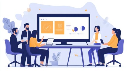 Fototapeta premium Diverse Team Collaborating on Data Analysis During a Business Meeting