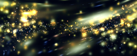 Obraz premium sparkling, golden background with a layer of shimmering glitter, creating a sense of luxury and elegance. cream background with elegant gold bokeh particles.