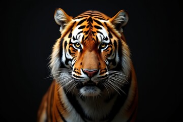 Fototapeta premium Majestic tiger portrait in dramatic lighting