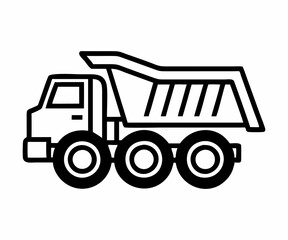 Simple Line Art Illustration of a Dump Truck