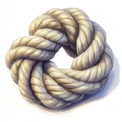 Twisted nautical rope knot illustration rendering detailed lines intertwined texture and shadows