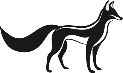 Stylish black and white silhouette of a fox.