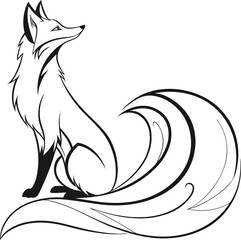 Stylish black and white silhouette of a fox.
