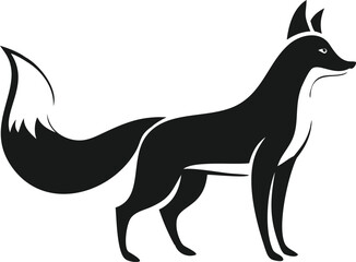 Stylish black and white silhouette of a fox.