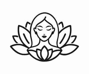Serene Woman with Lotus Flower Design