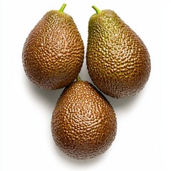 Three Ripe Avocados on White Background