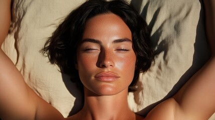 Naklejka premium Relaxed woman sleeping outdoors