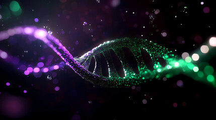 Purple and Green DNA Molecular Image
