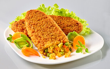  Veggie Gemüse Schnitzel mit Erbsen und Dinkel gefüllt