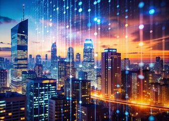 Obraz premium Double Exposure Code Graphics: Abstract Tech Design for Web, App & Logo