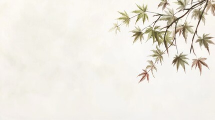 Delicate maple branch against a soft sky; artistic depiction; nature background; printable art