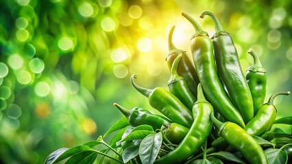 Double Exposure Green Chili Peppers: Vibrant Nature Photography