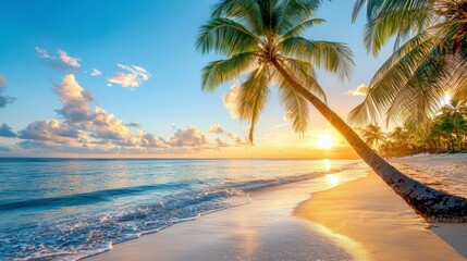 Fototapeta premium Beach Palm Tree Serenity Scene
