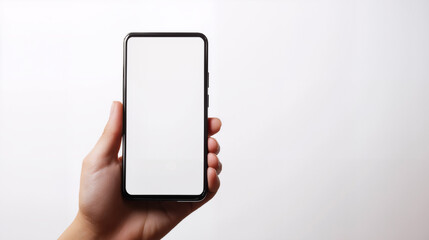 Hand Holding a Smartphone with a Blank Screen for Mockup or Advertising